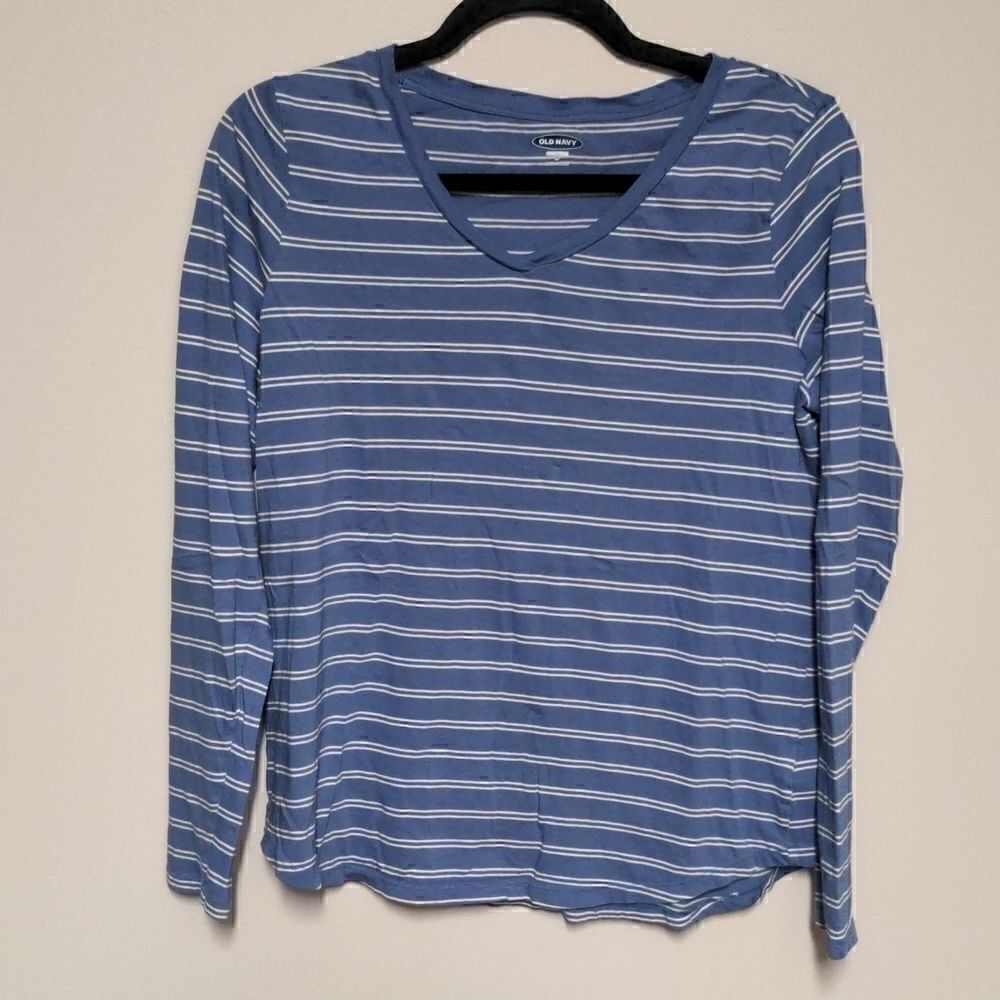 Old Navy Blue and white striped long Sleeve Shirt